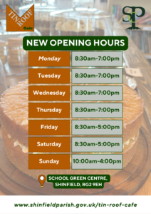 tin roof cafe staying open later mon-thurs until 7pm
