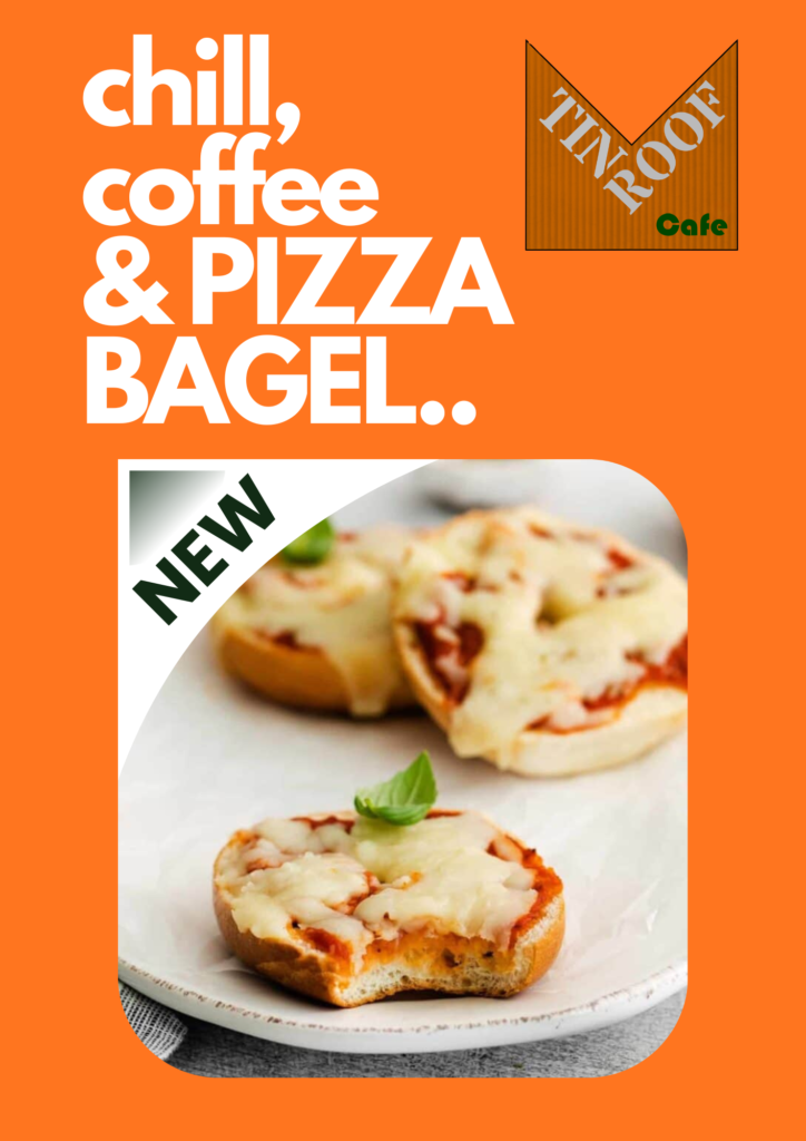 new pizza bagel at tin roof cafe