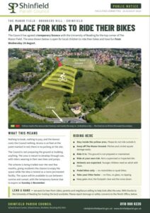 new bike space for kids to ride their bikes, manor ground, shinfield